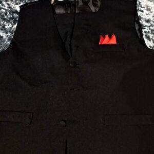 Black Vest And Pants with Red Accent
